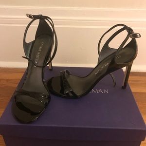 8.5 Stuart Wietzman Black Patent Leather Sandals